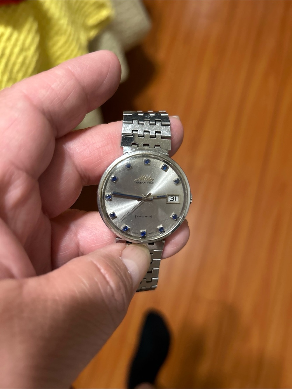 Mido ocean star automatic Silver Wristwatch with Blue Accents vintage